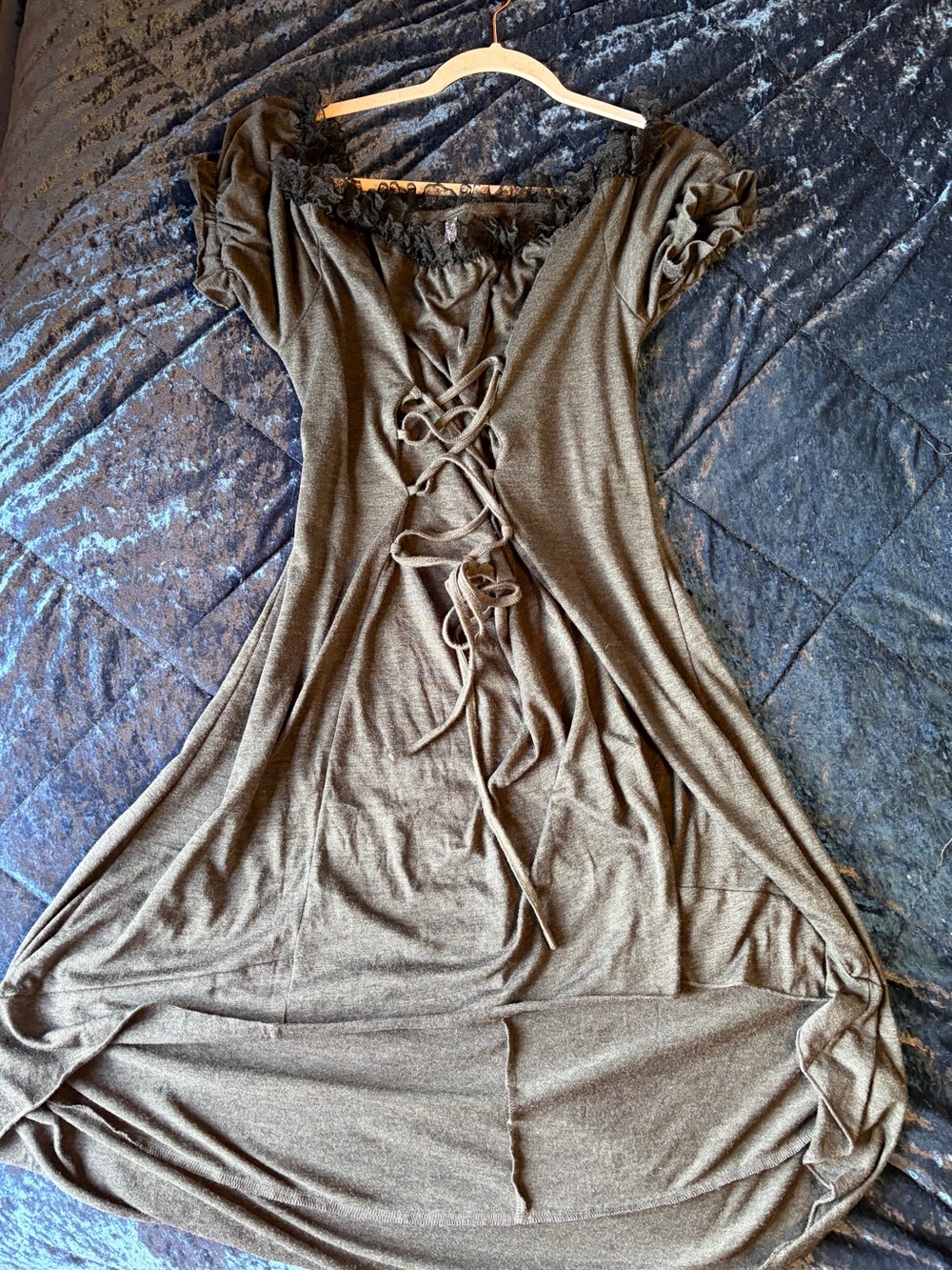Gray and black Lace-Up dress